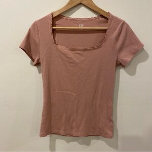 Pink square neckline tee shirt